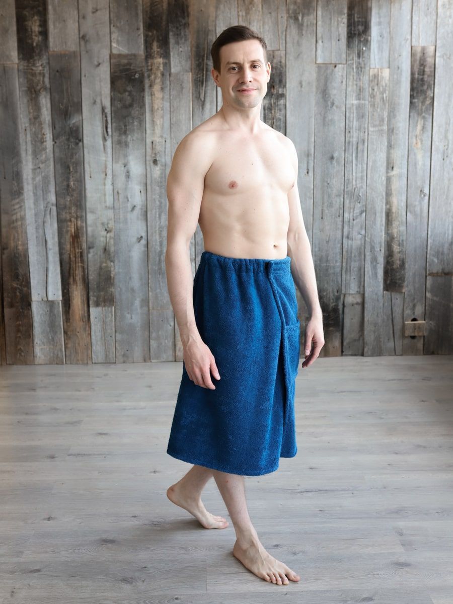 снимок Набор для сауны мужской синий от магазина BIO-TEXTILES ОПТ