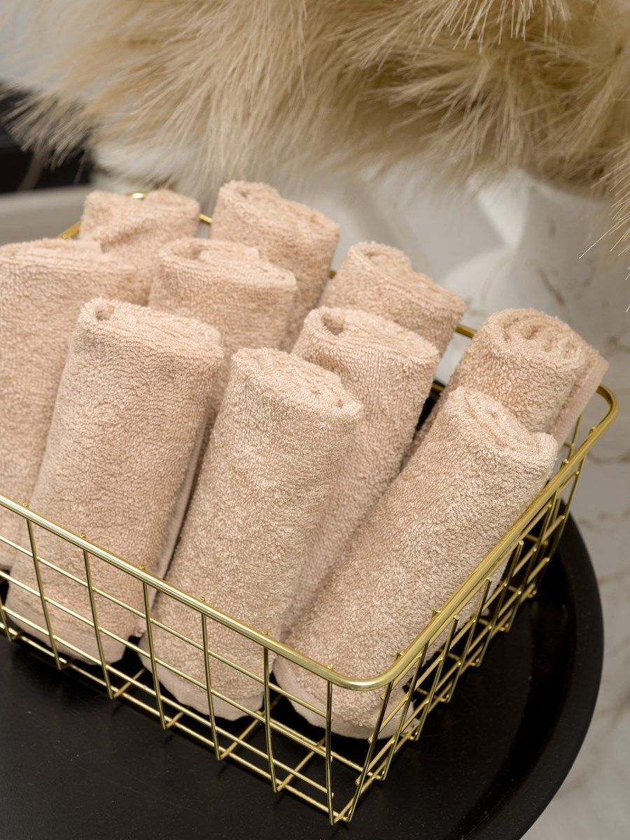 снимок Набор махровых салфеток 10 шт ( 30*30 ) бежевый от магазина BIO-TEXTILES ОПТ