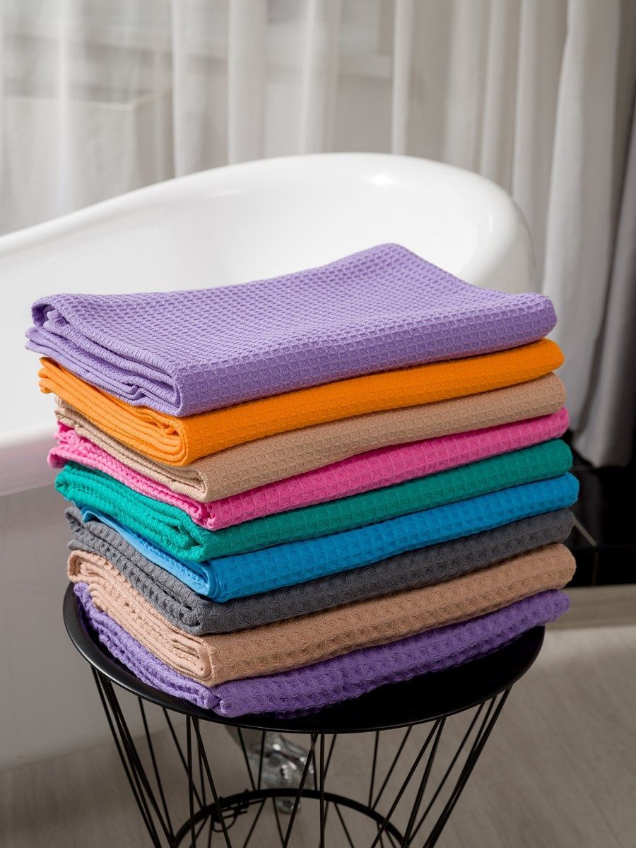 снимок Полотенце вафельное оранжевое 100х150 от магазина BIO-TEXTILES ОПТ