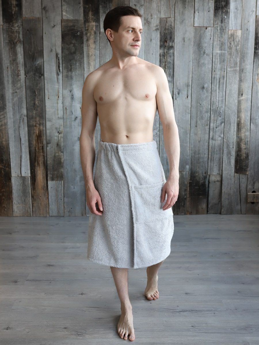 снимок Набор для сауны мужской светло-серый (заказ от 20шт.) от магазина BIO-TEXTILES ОПТ