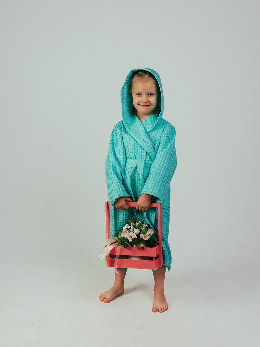 снимок Халат вафельный детский "Комфорт" мятный от магазина BIO-TEXTILES ОПТ