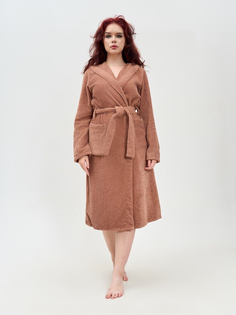 снимок Халат махровый женский с капюшоном мокко от магазина BIO-TEXTILES ОПТ