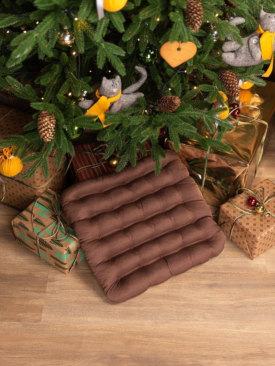 снимок Био-подушка на стул с лузгой гречихи коричневая 40*40 от магазина BIO-TEXTILES ОПТ