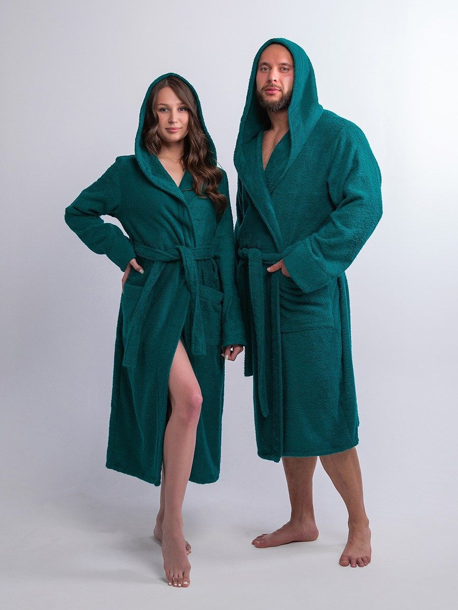 снимок Халат махровый с капюшоном, изумруд от магазина BIO-TEXTILES ОПТ