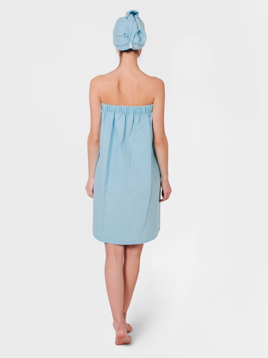 снимок Набор для сауны вафельный голубой от магазина BIO-TEXTILES ОПТ