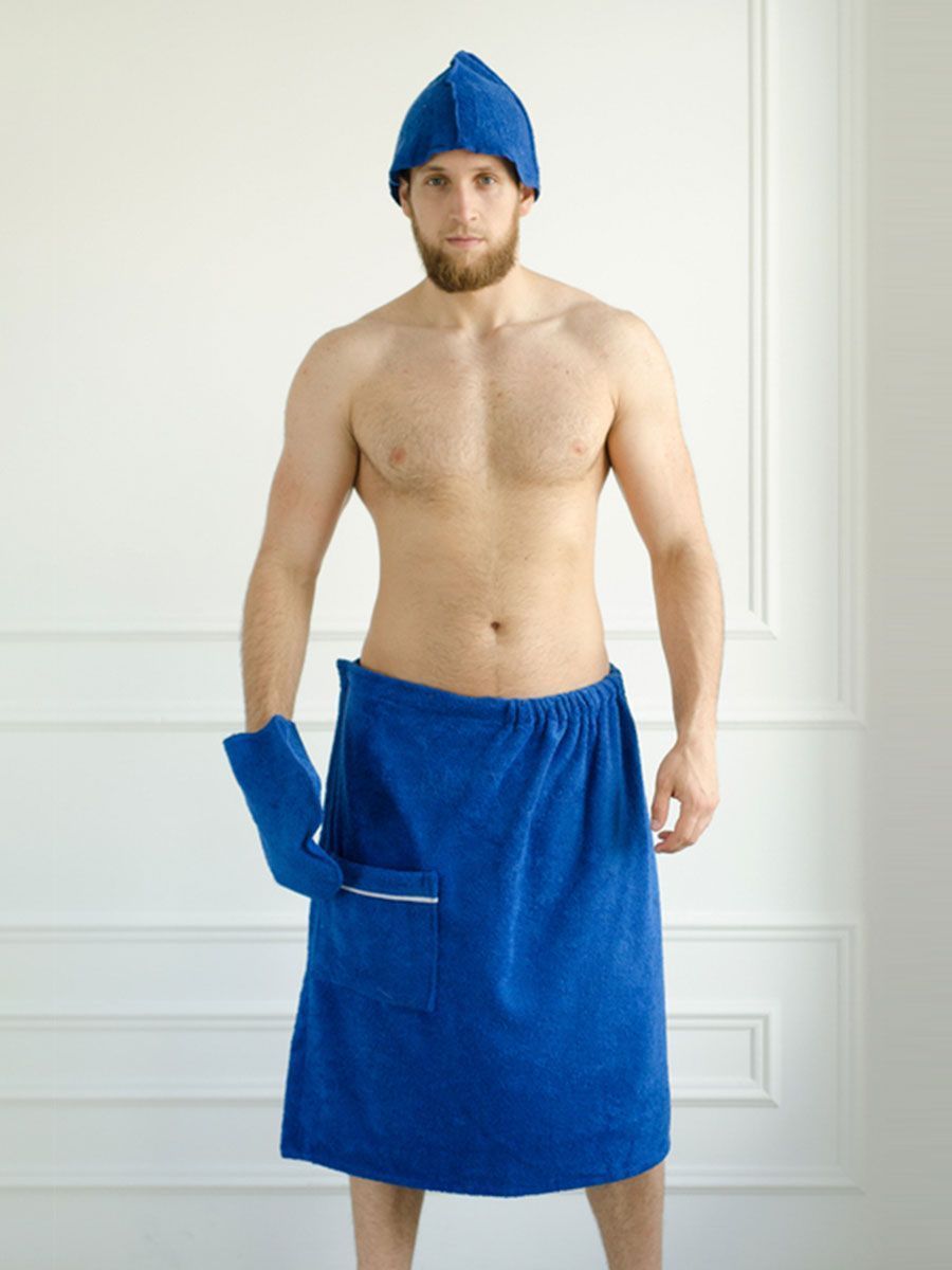 снимок Набор для сауны мужской васильковый (заказ от 20шт.) от магазина BIO-TEXTILES ОПТ