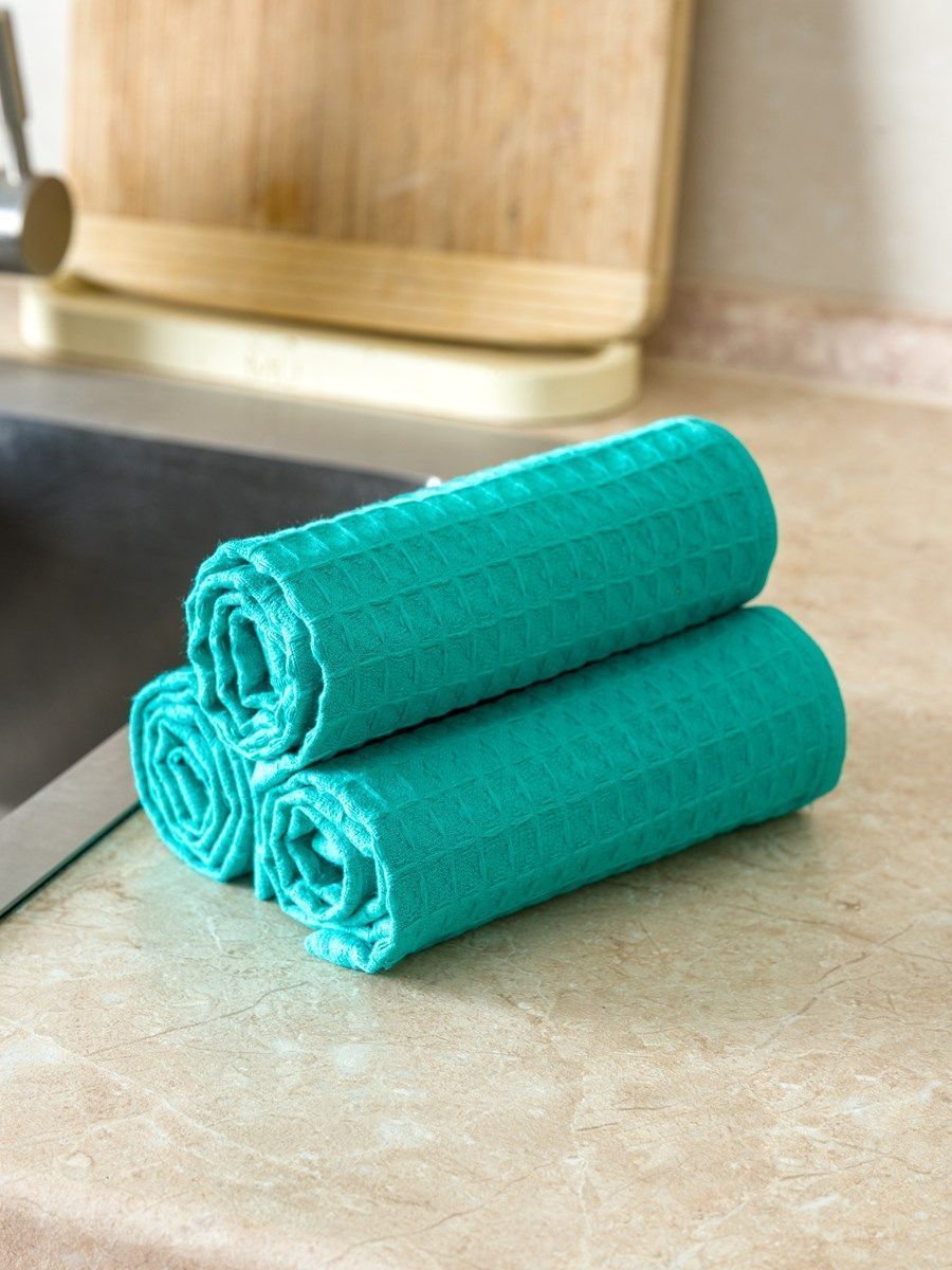 снимок Набор вафельных полотенец 3 шт (30*60) зеленые от магазина BIO-TEXTILES ОПТ