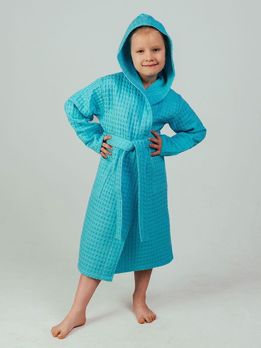 снимок Халат вафельный детский "Комфорт" голубой от магазина BIO-TEXTILES ОПТ