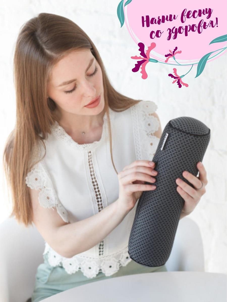 снимок Автомобильная подушка валик "INNOMAT" серая от магазина BIO-TEXTILES ОПТ