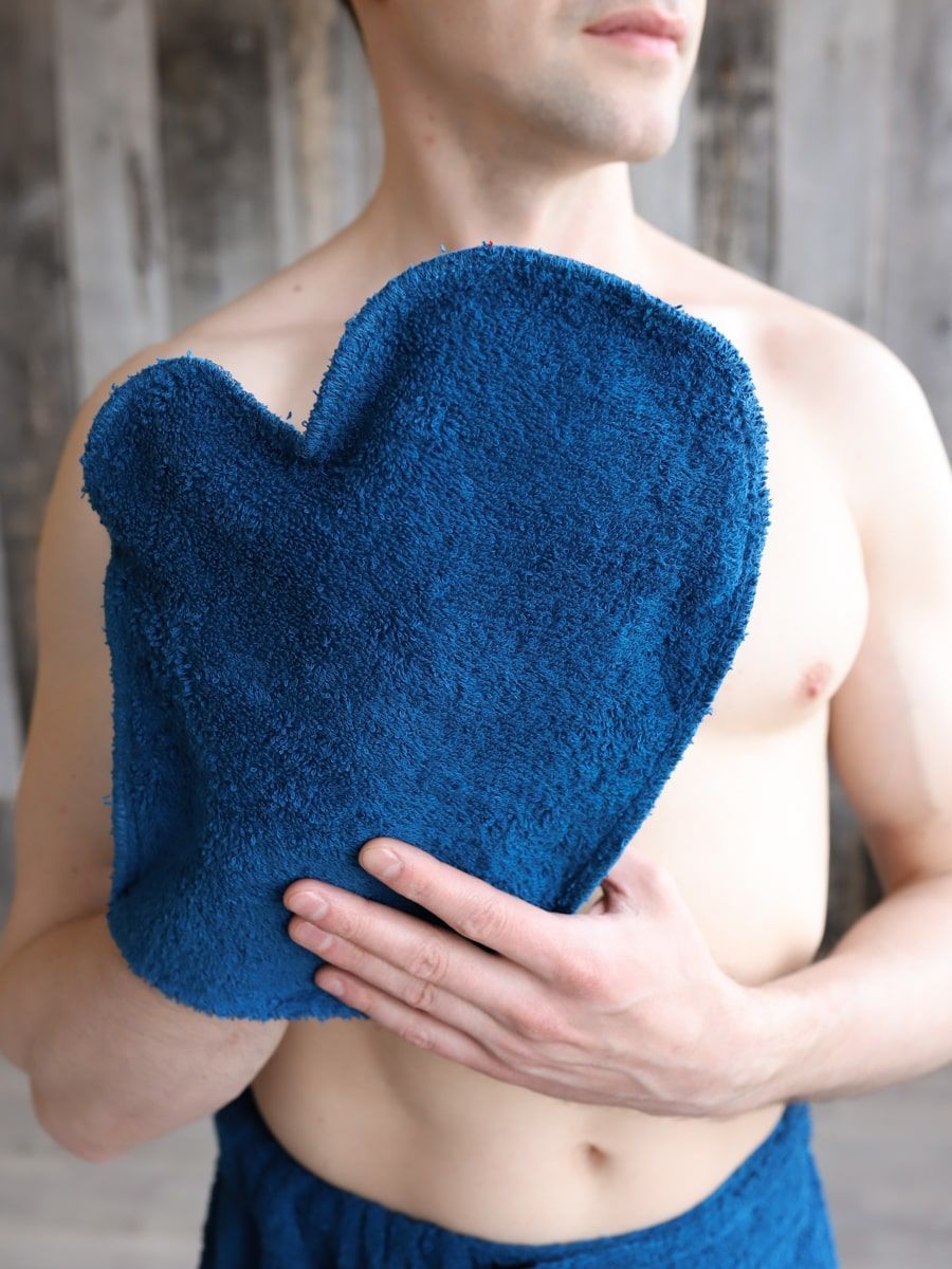 снимок Набор для сауны мужской синий от магазина BIO-TEXTILES ОПТ