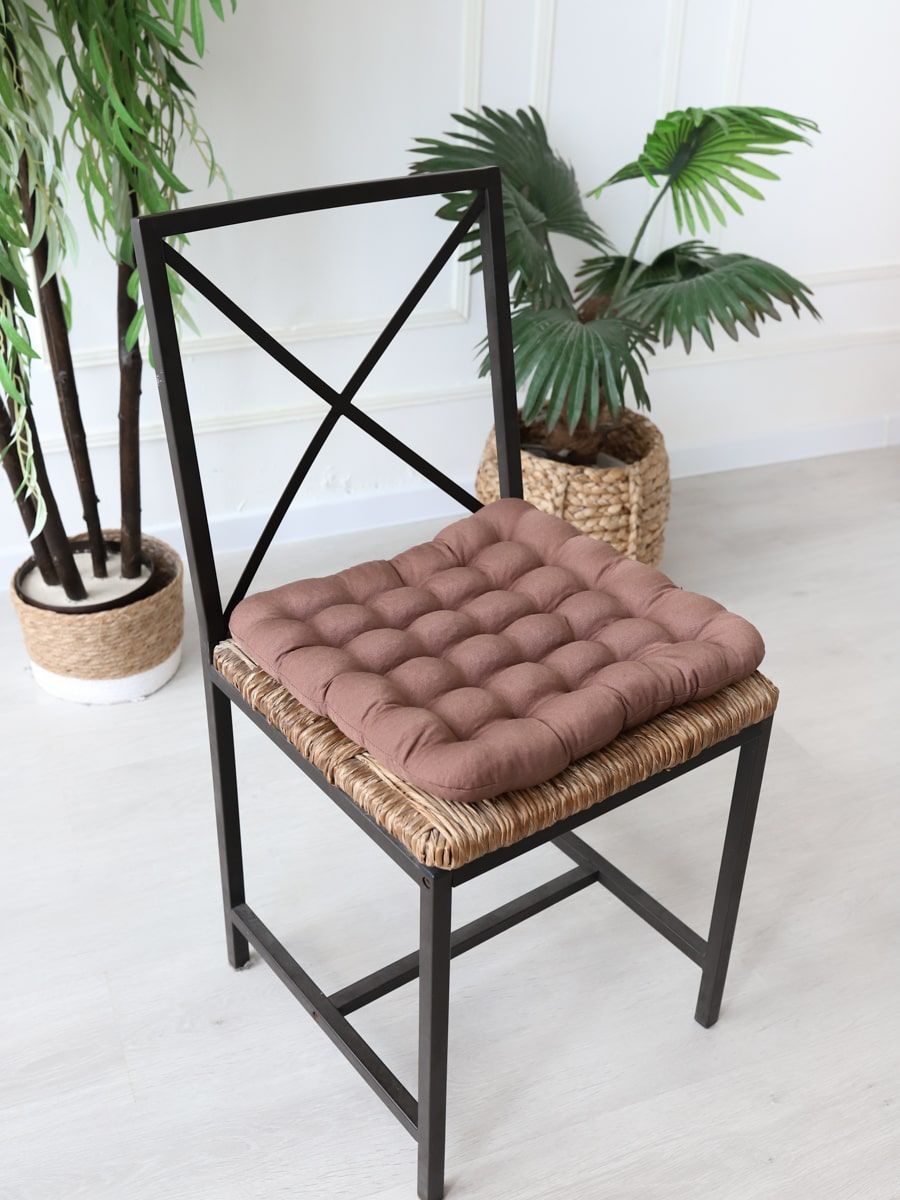 снимок Био-подушка на стул с лузгой гречихи коричневая 40*40 от магазина BIO-TEXTILES ОПТ