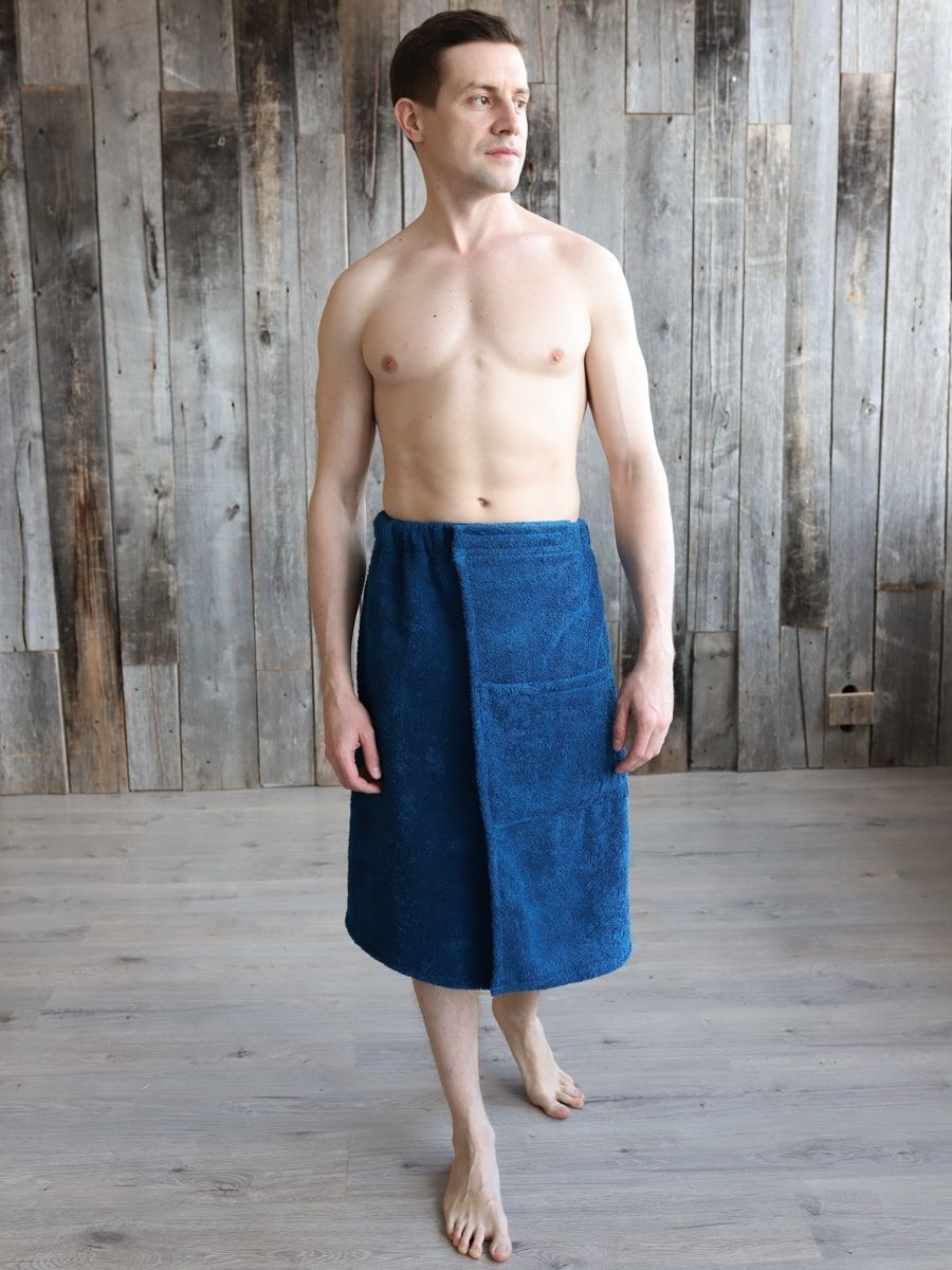 снимок Набор для сауны мужской синий от магазина BIO-TEXTILES ОПТ